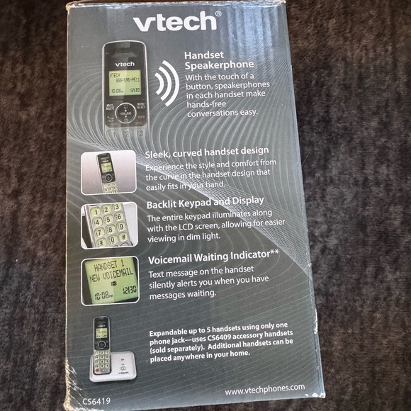 VTECH CS6419 Cordless Phone - MAIN BASE W/Handset & Battery - TESTED & WORKS - Picture 2 of 4